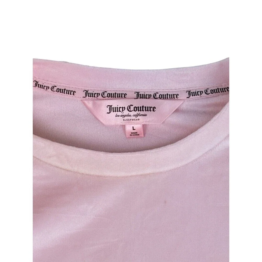 Juicy Couture Pink Velour 3 Piece Pajama Lounge Set Rhinestone Logo L